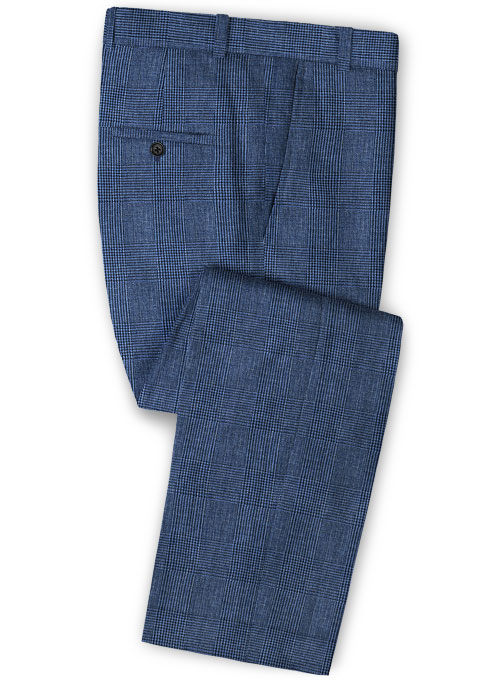 Navy Blue Linen Men Suits 3