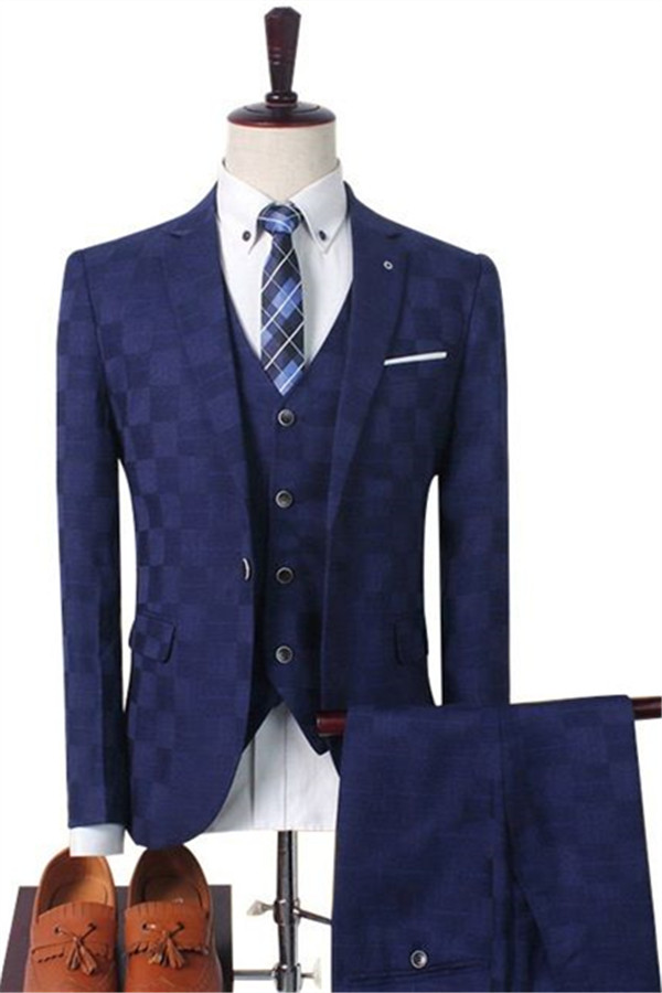 Dark Red Plaid Prom Suit 2