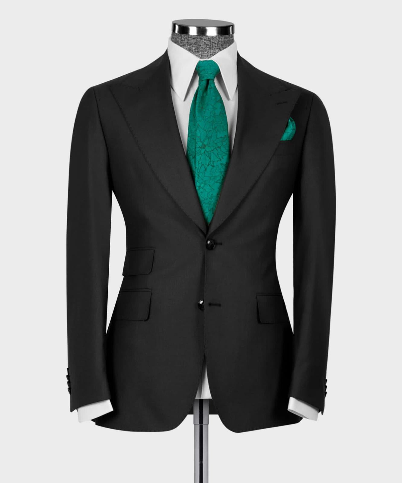 Black Slim Fit Three Pieces  Business Men Suit 4