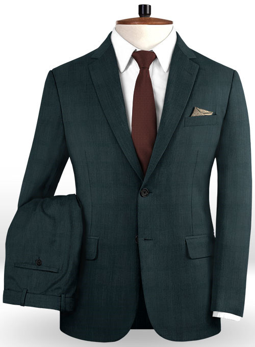 Dark Green Slim Fit Men's Business Suit 2