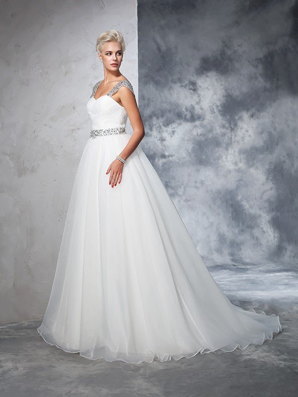 Ball Gown Sleeveless Floor-length Tulle Bridal Dress 4
