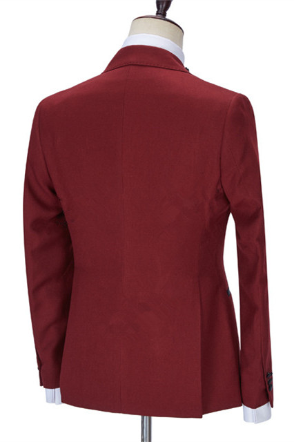 Red Three Pieces Peaked Lapel Prom Suit 2