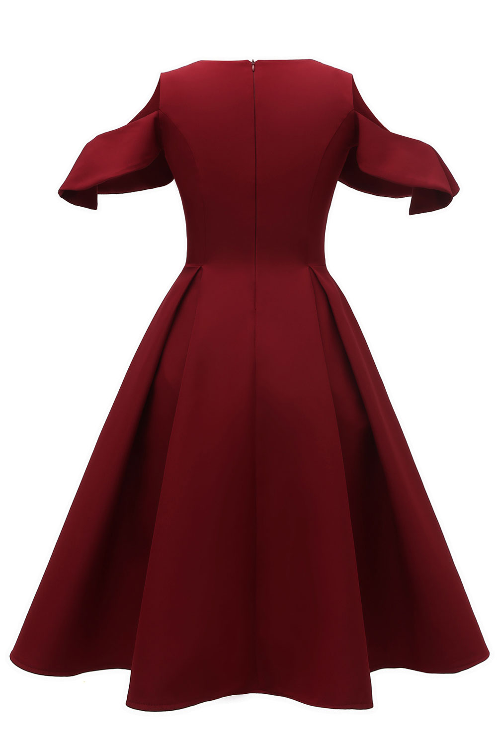 A-line Short Sleeves Knee-length Satin Chiffon Cocktail Party Gown 3