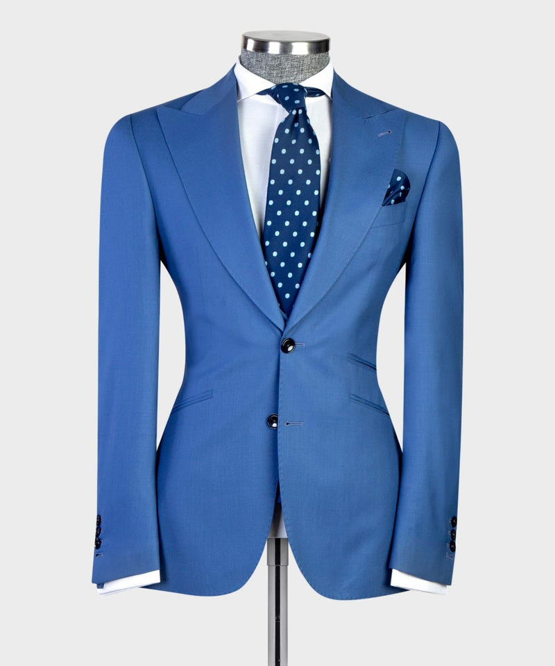 Blue Peaked Lapel Business Men Suit 5