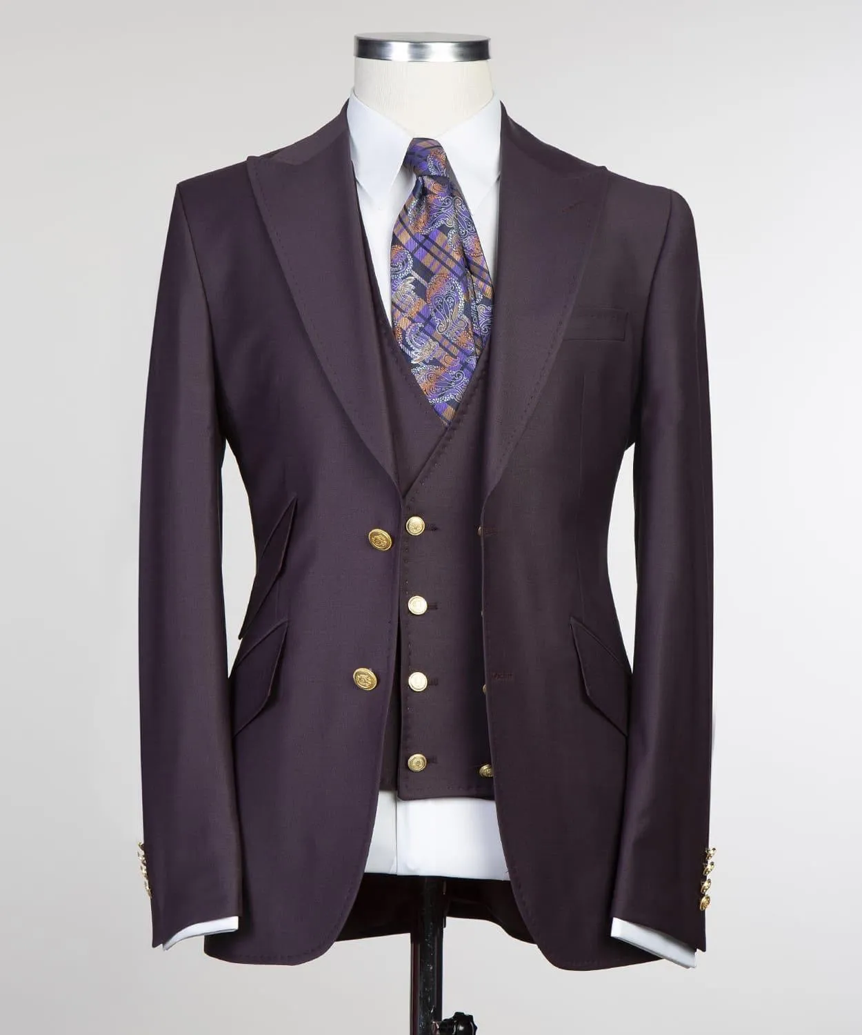 Caleb Elegant Dark Purple Eggplant Slim Fit 3-Piece Suit 5
