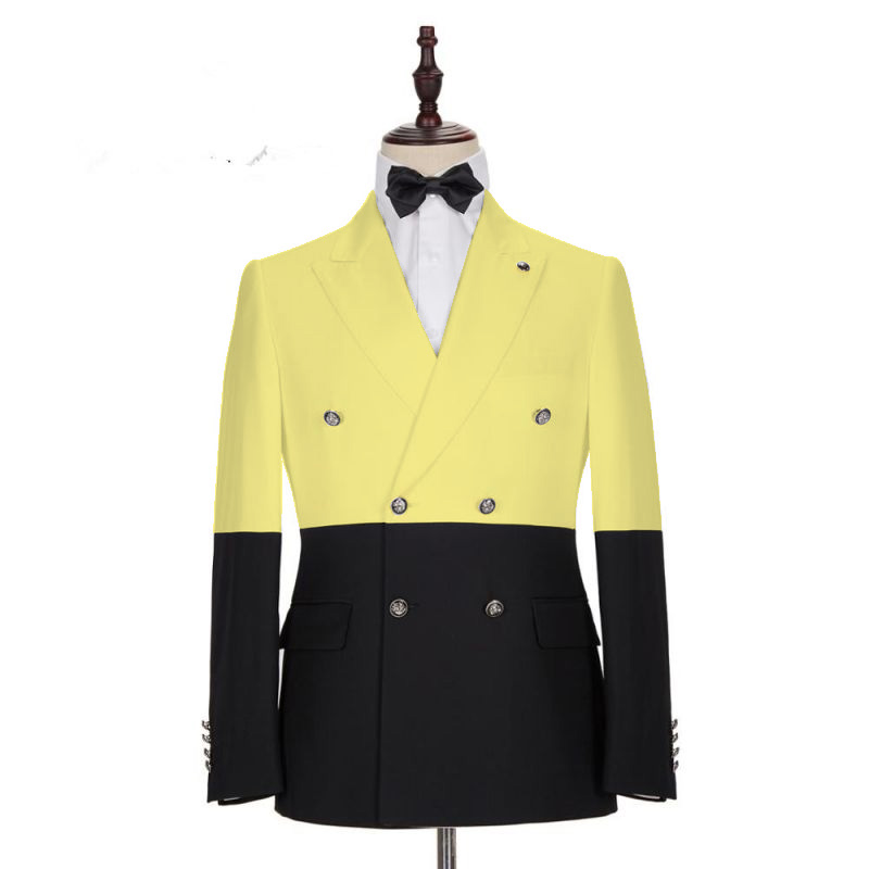 Yellow  Slim Fit Double Breasted Prom Suit for Guys 2