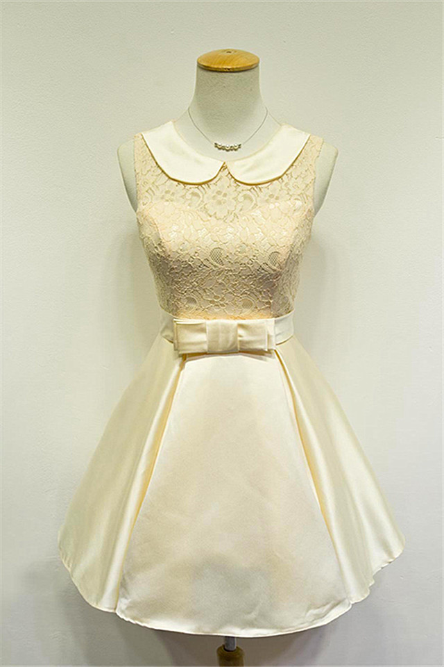 A-line Sleeveless Mini Taffeta Cocktail Party Dress With Lace 1