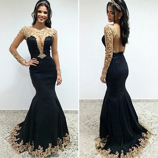 Mermaid Bateau Neck Sweep / Brush Train Formal Wear With Appliques 2