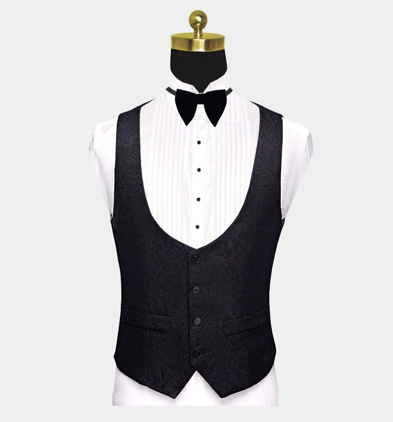 Business Black Jacquard Wedding Suit 3