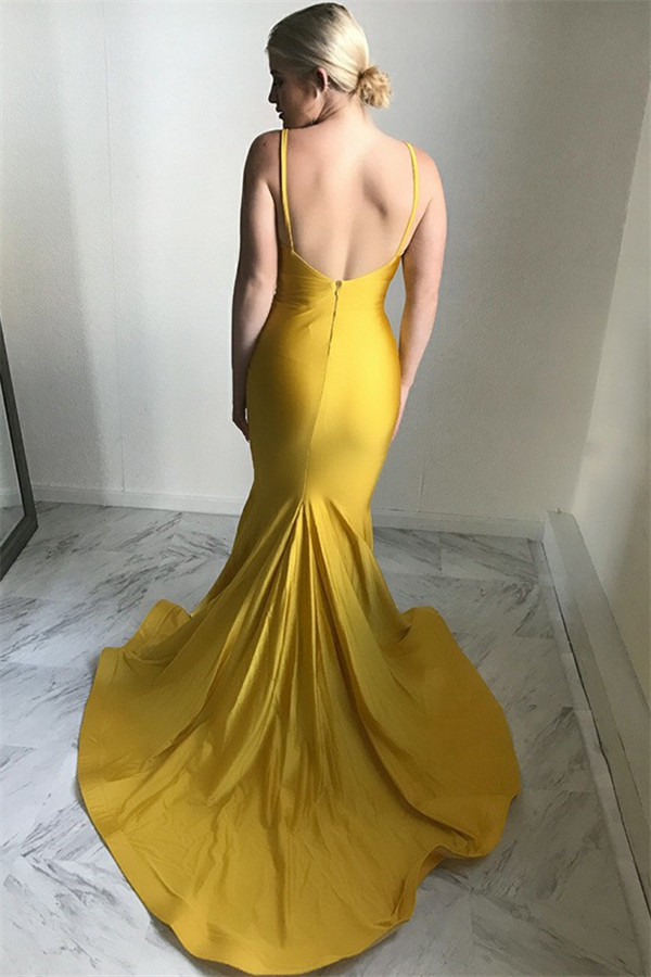 Mermaid Spaghetti Straps Sleeveless Court Train Evening Dress With Ruffles 2