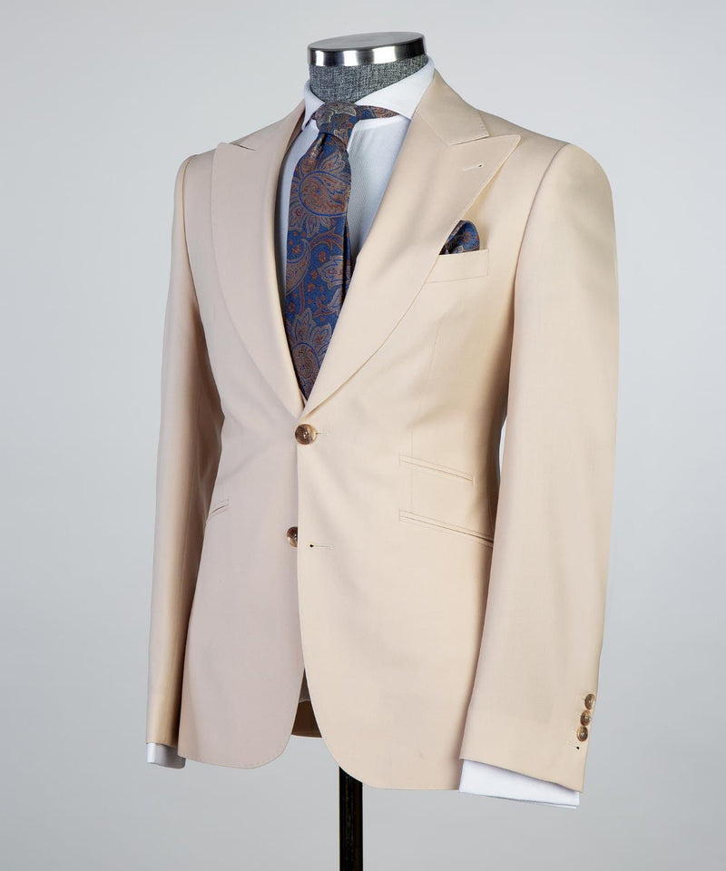 Champagne Peaked Lapel Best Fitted Men Suit 4