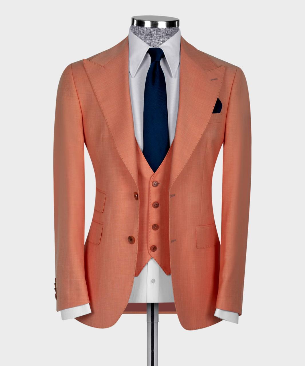 Watermelon Red Three Pieces Slim Fit Business Men Suit 4