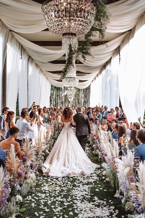 A-line Off-the-shoulder Sleeveless Floor-length Tulle Bridal Gown With Chapel Train 7