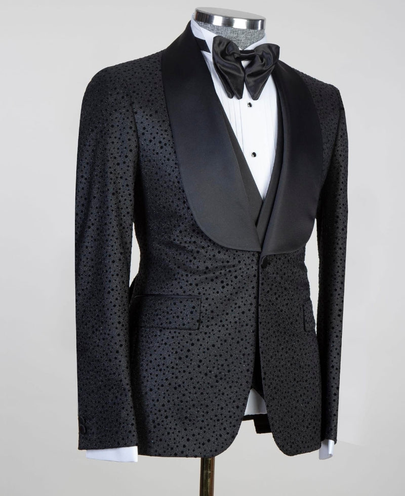 Black Shawl Lapel Wedding Men Suit 3