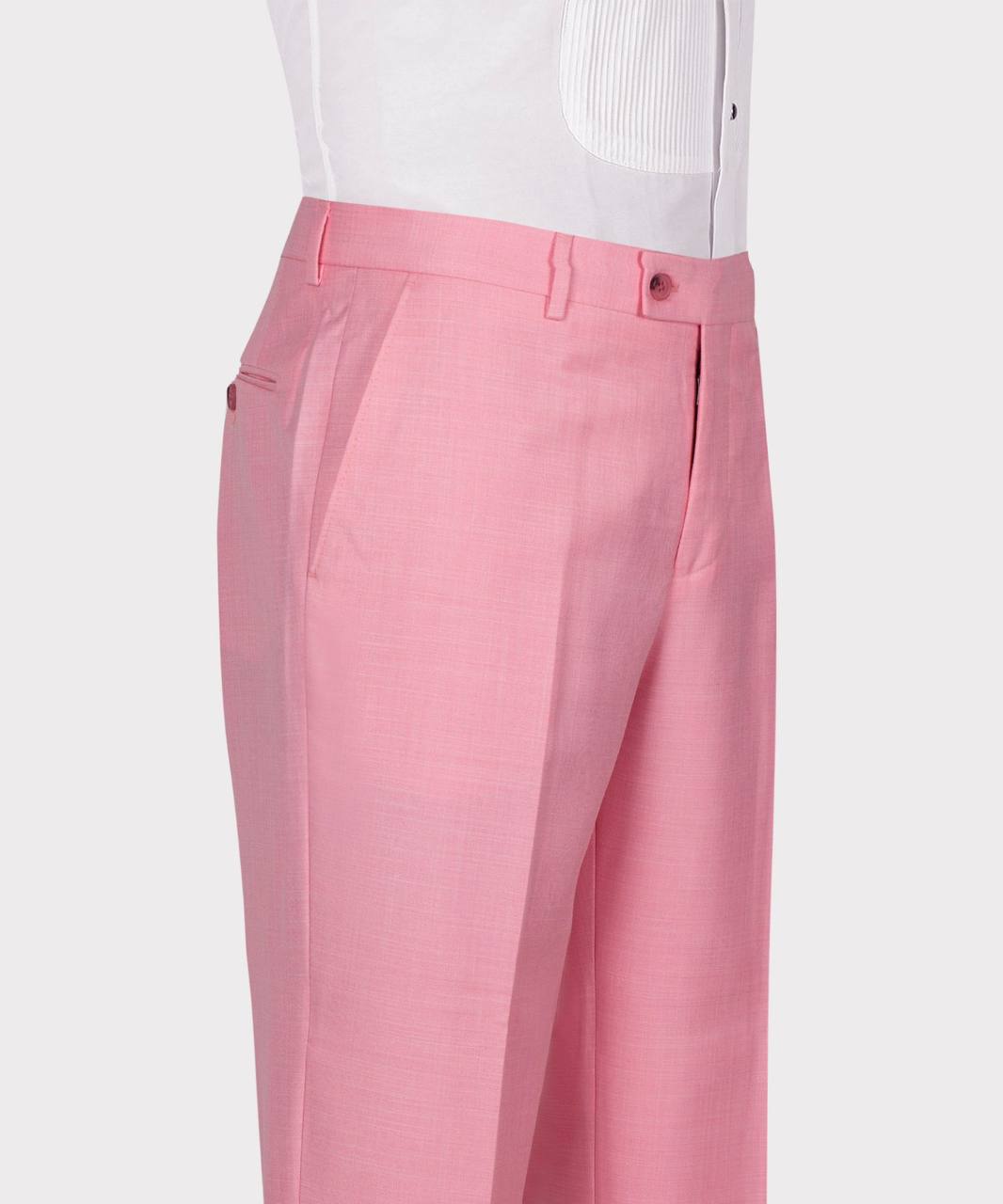 Pink Peaked Lapel Close Fitting Men Suit 5