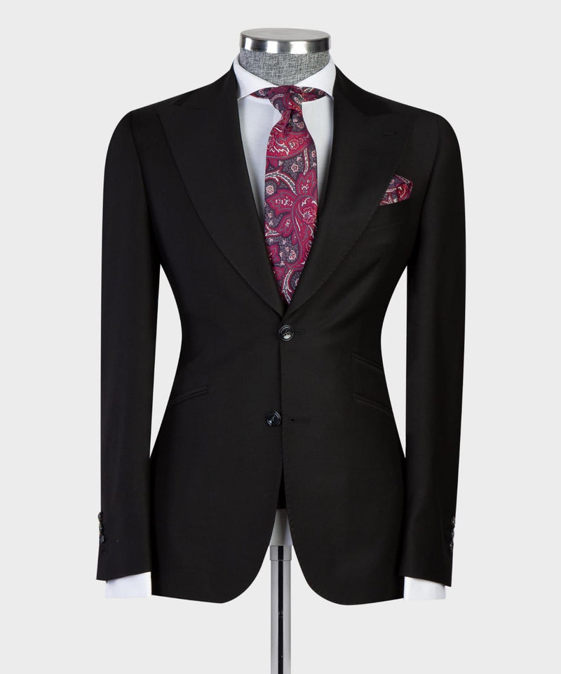 Black Peaked Lapel Bespoke Business Men Suit 4