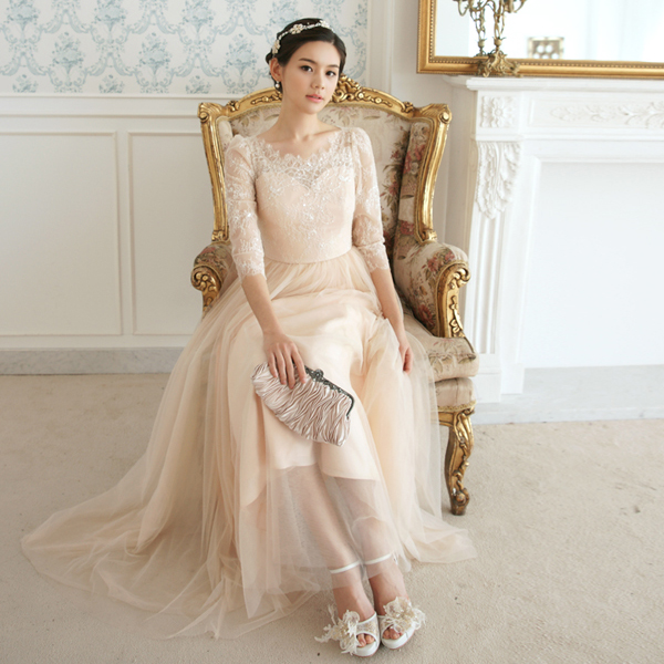A-line Ankle-length 100D Chiffon Evening Dress With Lace 4