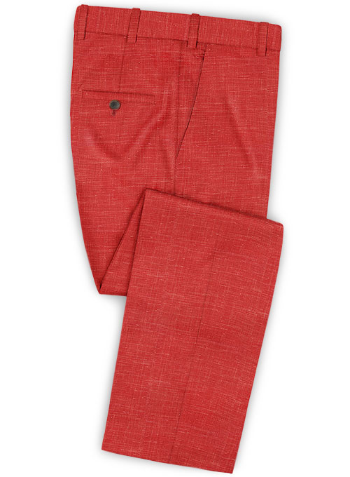 Summer Red Linen Men Suits 3