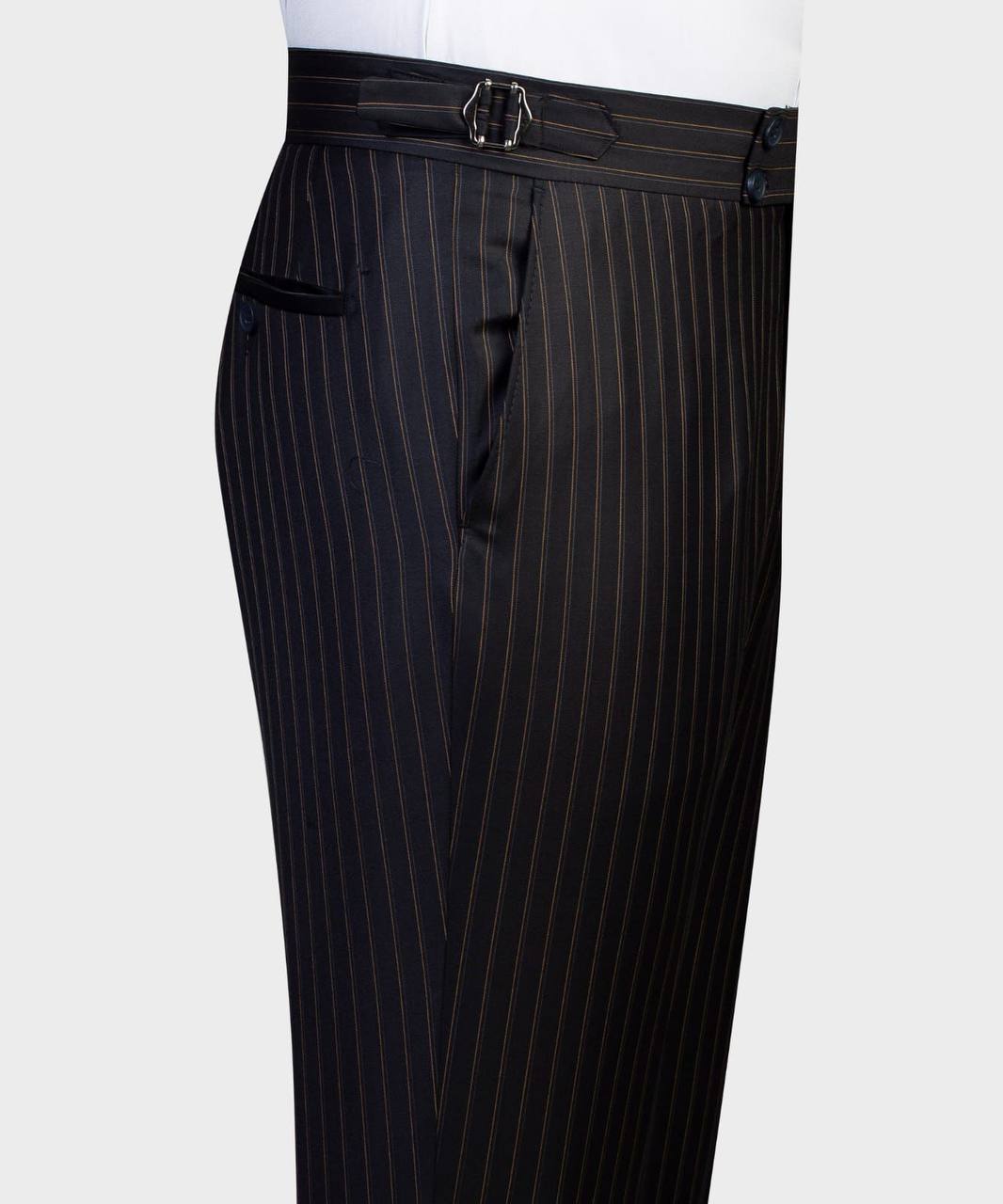 Black Stripe Double Breasted Shawl Lapel Business Men Suit 4