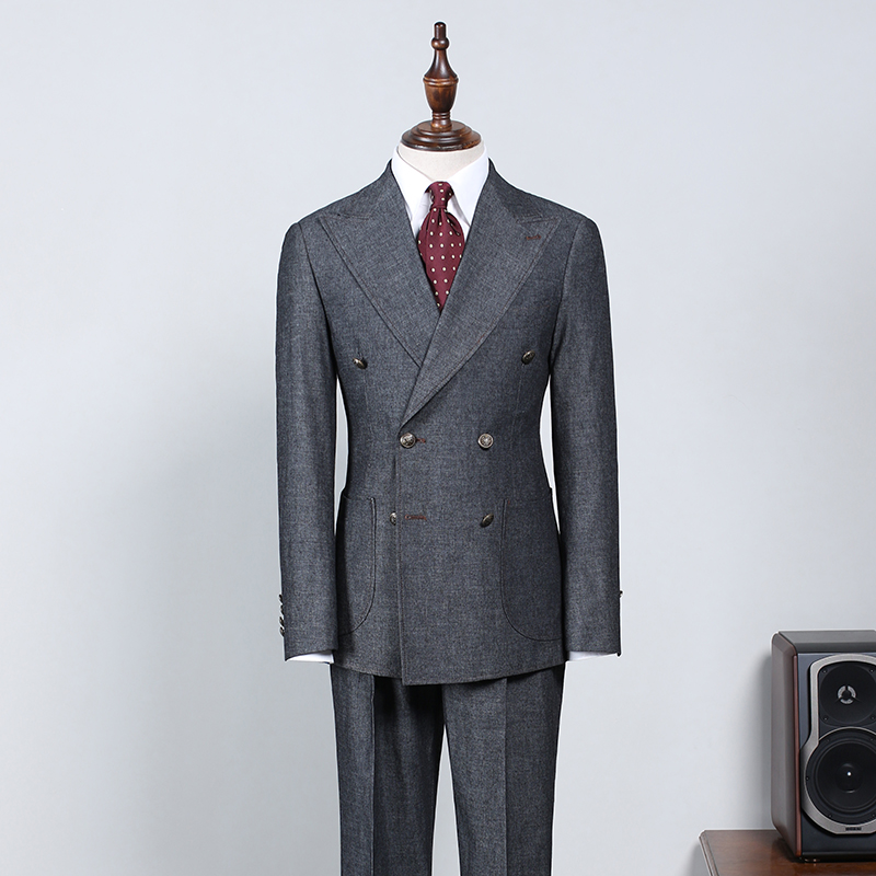 Dark Gray Double Breasted Formal Menswear 2