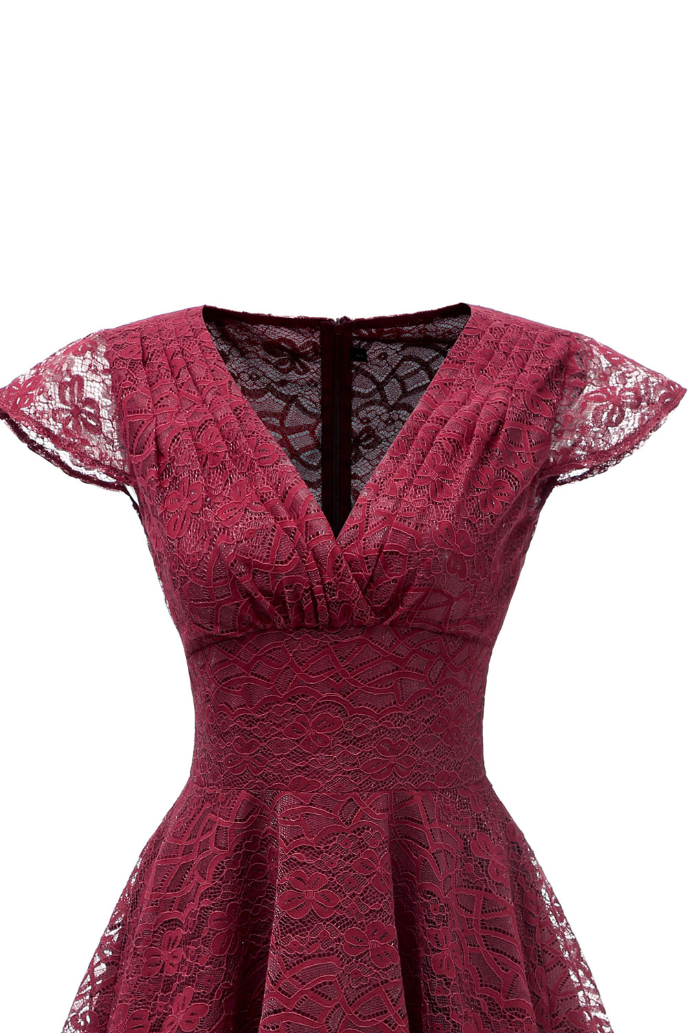 A-line V-neck Sleeveless Knee-length Lace Party Dress With Lace 10