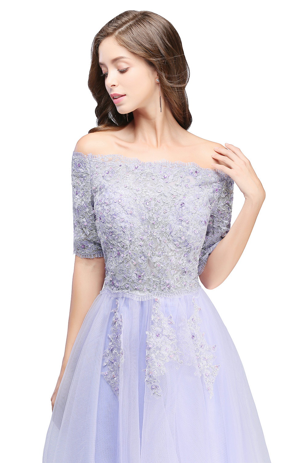 A-line Bateau Neck Sleeveless Knee-length Tulle Homecoming Dress With Appliques 8
