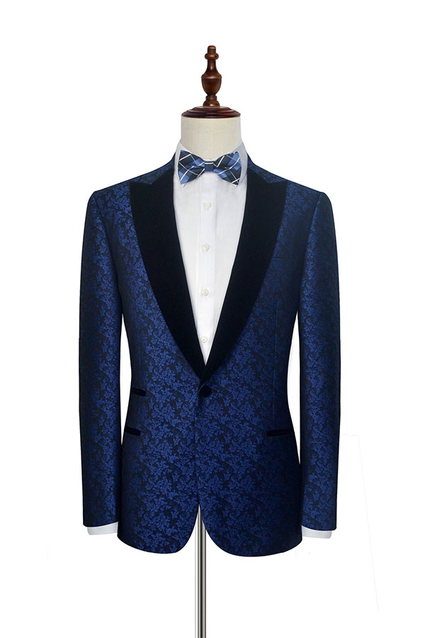 Blue Floral Patter Tuxedos for Wedding 3