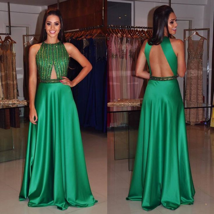 A-line Jewel Neck Sleeveless Floor-length Evening Gown With Beading 2