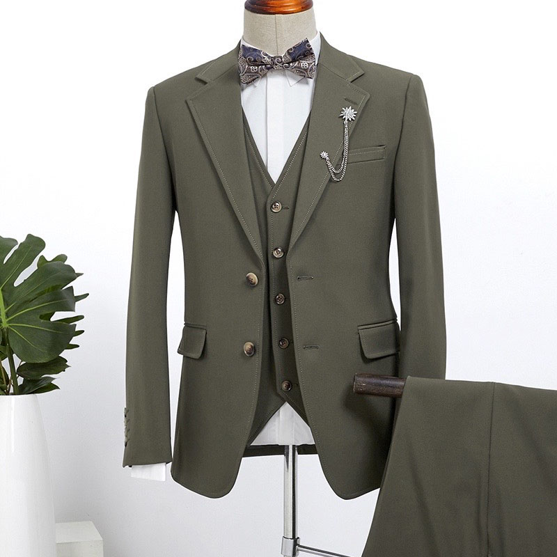 Dark Green Slim Fit Bespoke Business Suit 2