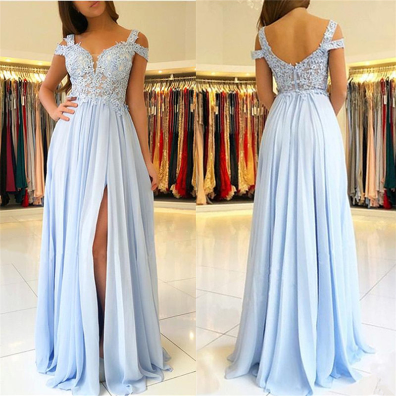 A-line Scalloped-Edge Sleeveless Sweep / Brush Train 100D Chiffon Evening Dress With Lace 2