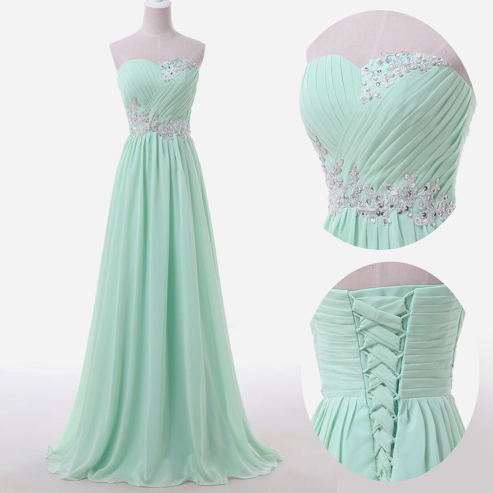 A-line Sweetheart Neck Sleeveless Floor-length 100D Chiffon Evening Dress With Beading 4