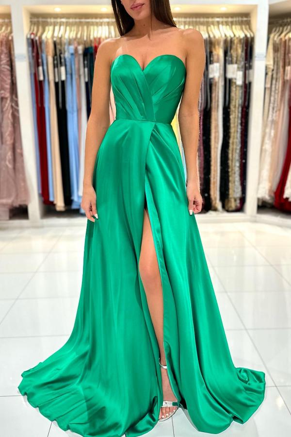 A-line Jewel Neck Sleeveless Floor-length Stretch Satin Evening Gown With Ruffles 5