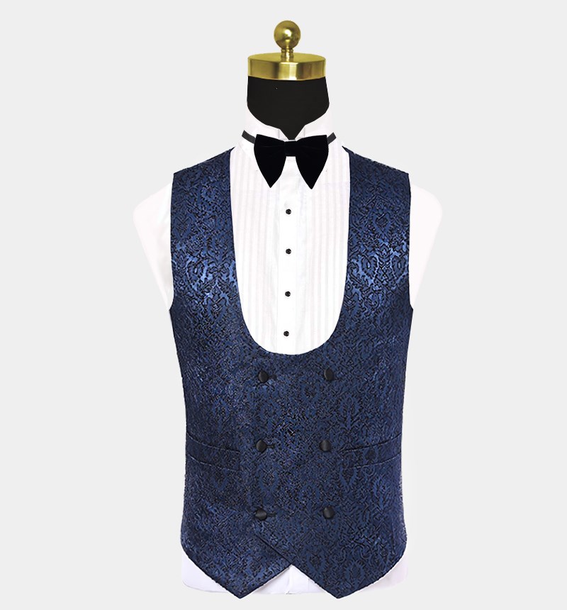 Navy Blue Damask Tuxedo 3