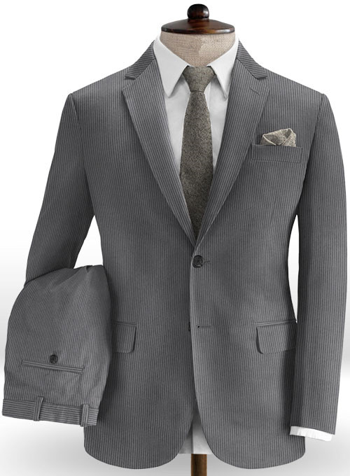 Grey Corduroy Men Suits 2