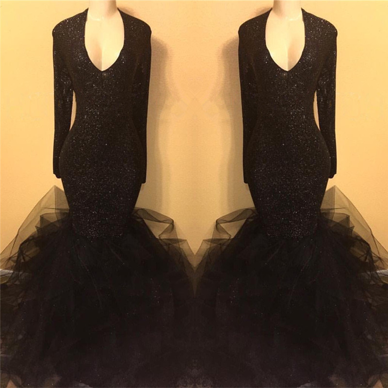 Mermaid V-neck Sweep / Brush Train Evening Dress With Sequins 2