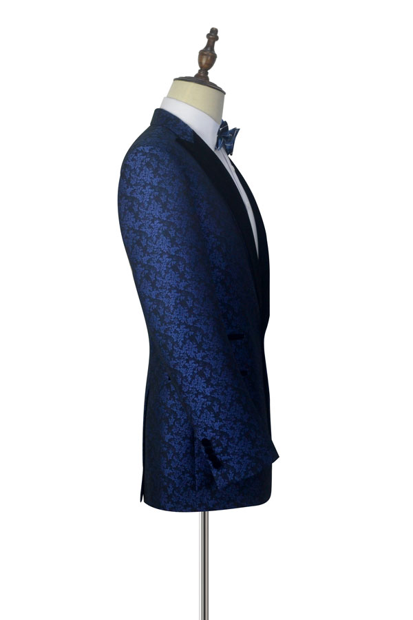 Blue Floral Patter Tuxedos for Wedding 4