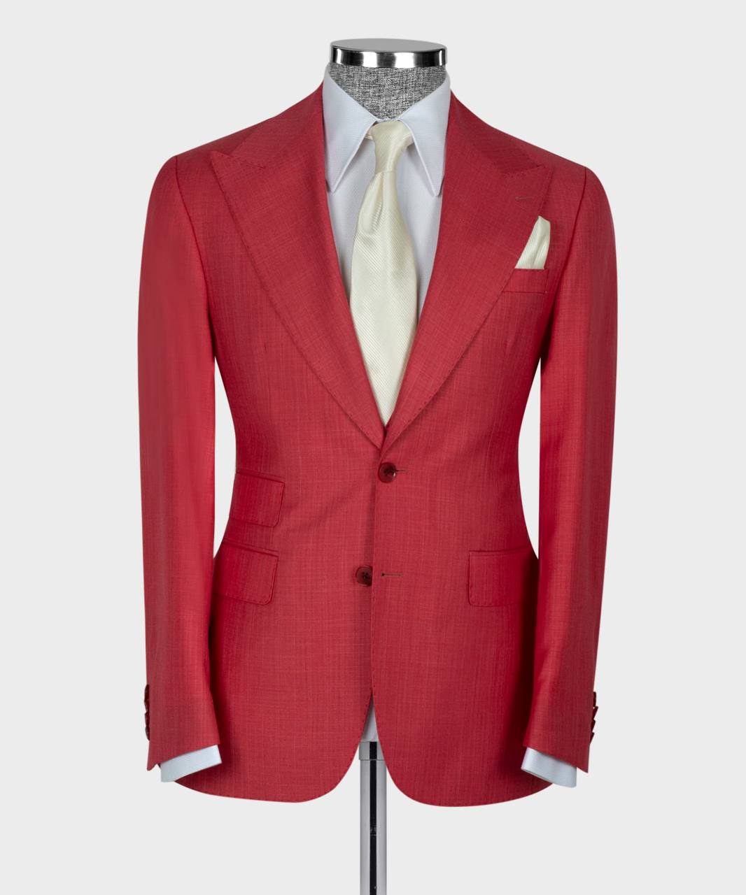 Red Peaked Lapel Business Men Suit 4