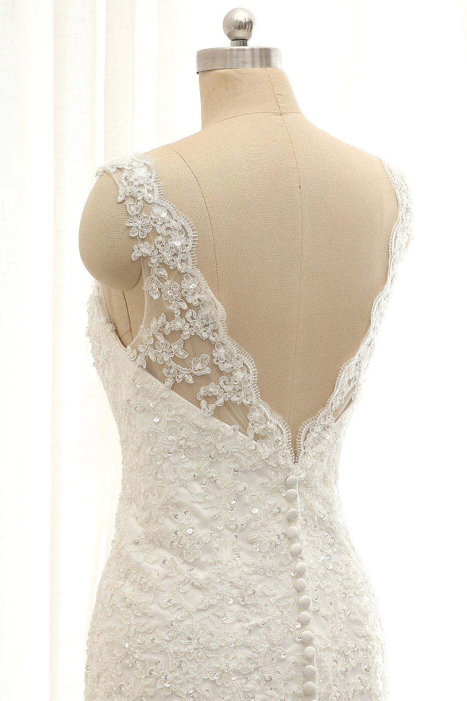 Mermaid Straps Jewel Neck Sleeveless Court Train Stretch Satin Bridal Gown With Appliques 5