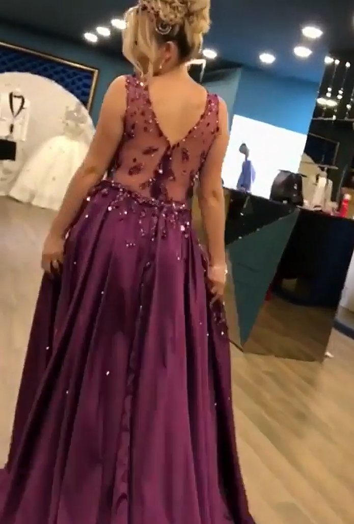 Mermaid V-neck Sleeveless Evening Dress With Appliques 5