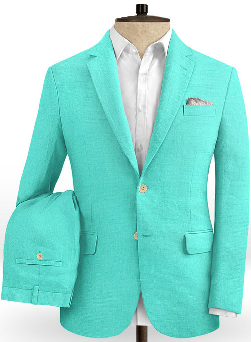 Turquoise Notched Lapel Prom Suits 2