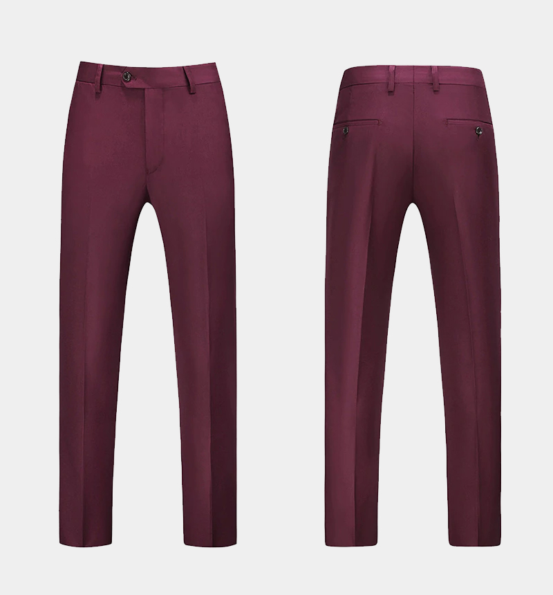 Burgundy Single Breasted Prom Suit with Peak Lapel 4