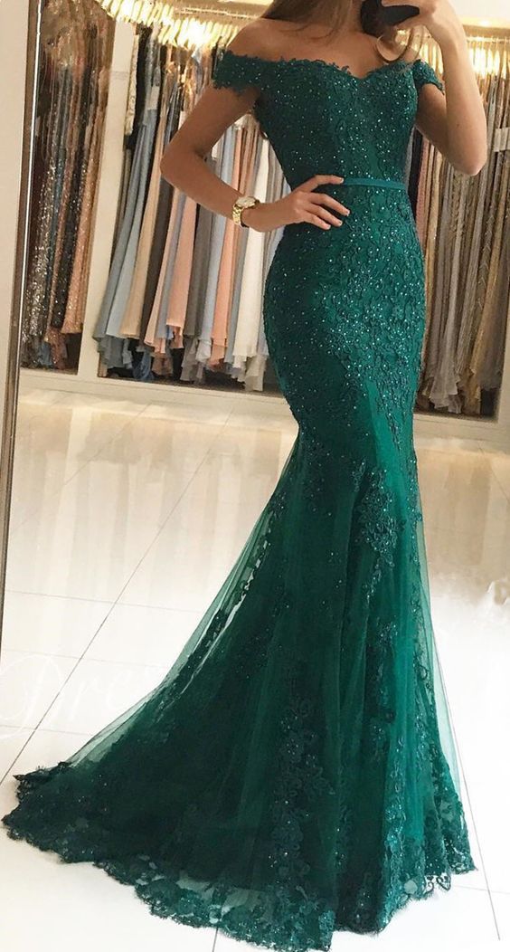 Mermaid Off-the-shoulder Sleeveless Floor-length Lace Formal Wear With Lace 2