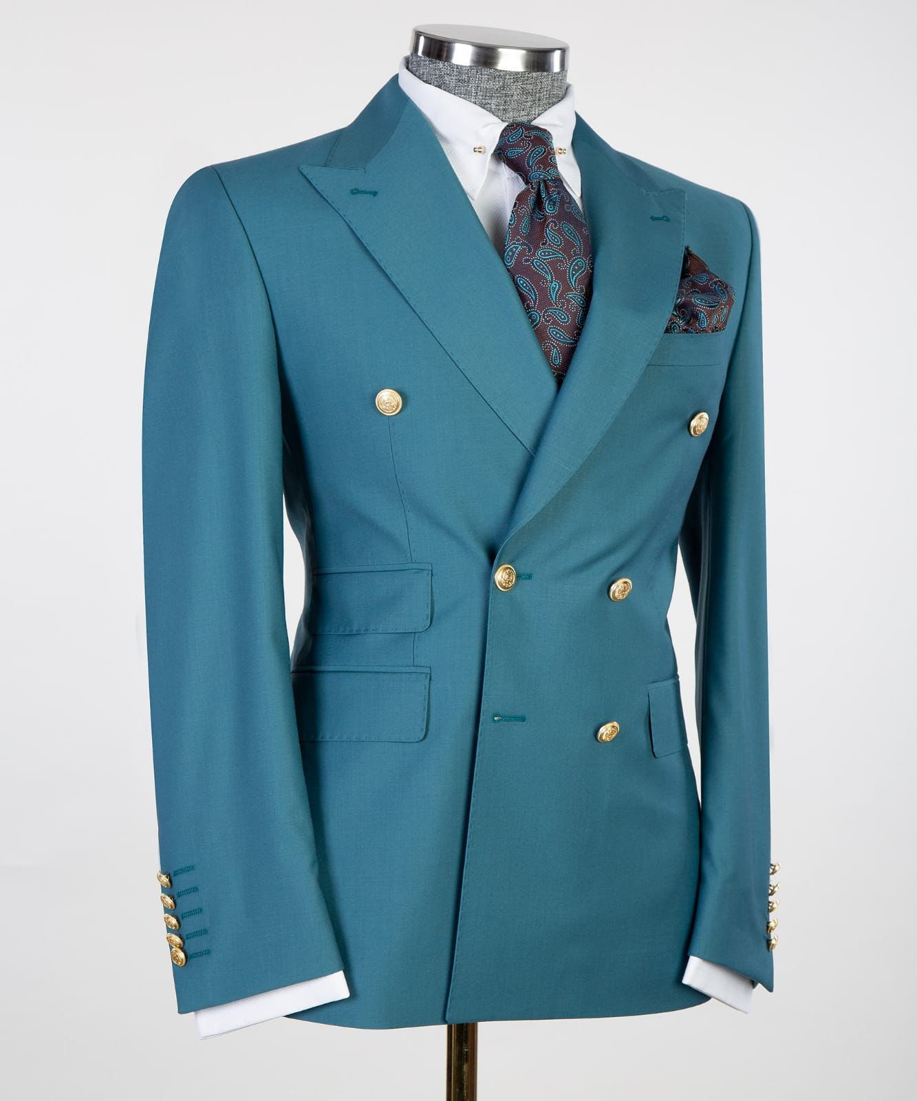 Blue Two Pieces Men Suit with Peaked Lapel 3