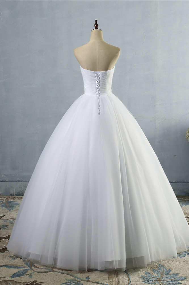 A-line Sweetheart Neck Sleeveless Floor-length Tulle Bridal Dress 2