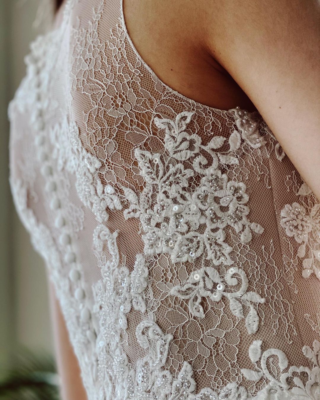 A-line Jewel Neck Sleeveless Court Train Satin Wedding Gown With Lace 3