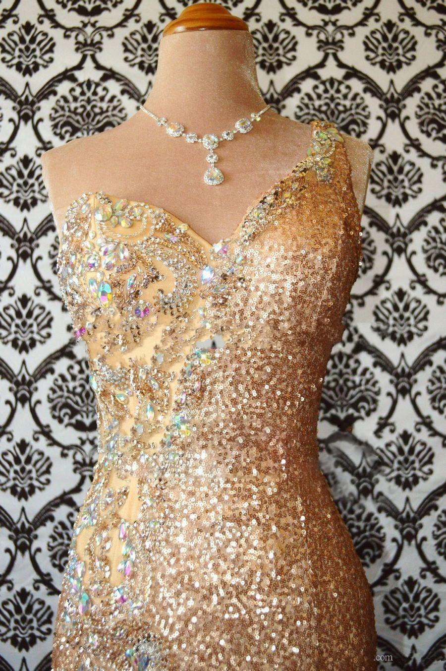 Mermaid One Shoulder Sleeveless Sweep / Brush Train Evening Dress With Rhinestone 3