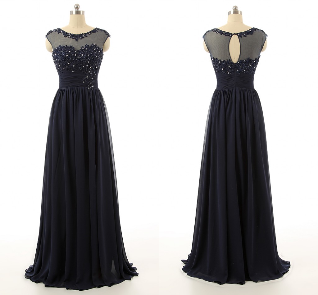 A-line Sleeveless Floor-length 100D Chiffon Evening Dress With Beading 2
