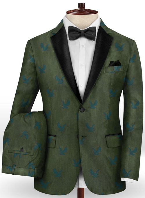 Dark Green Printed Men Suits 2