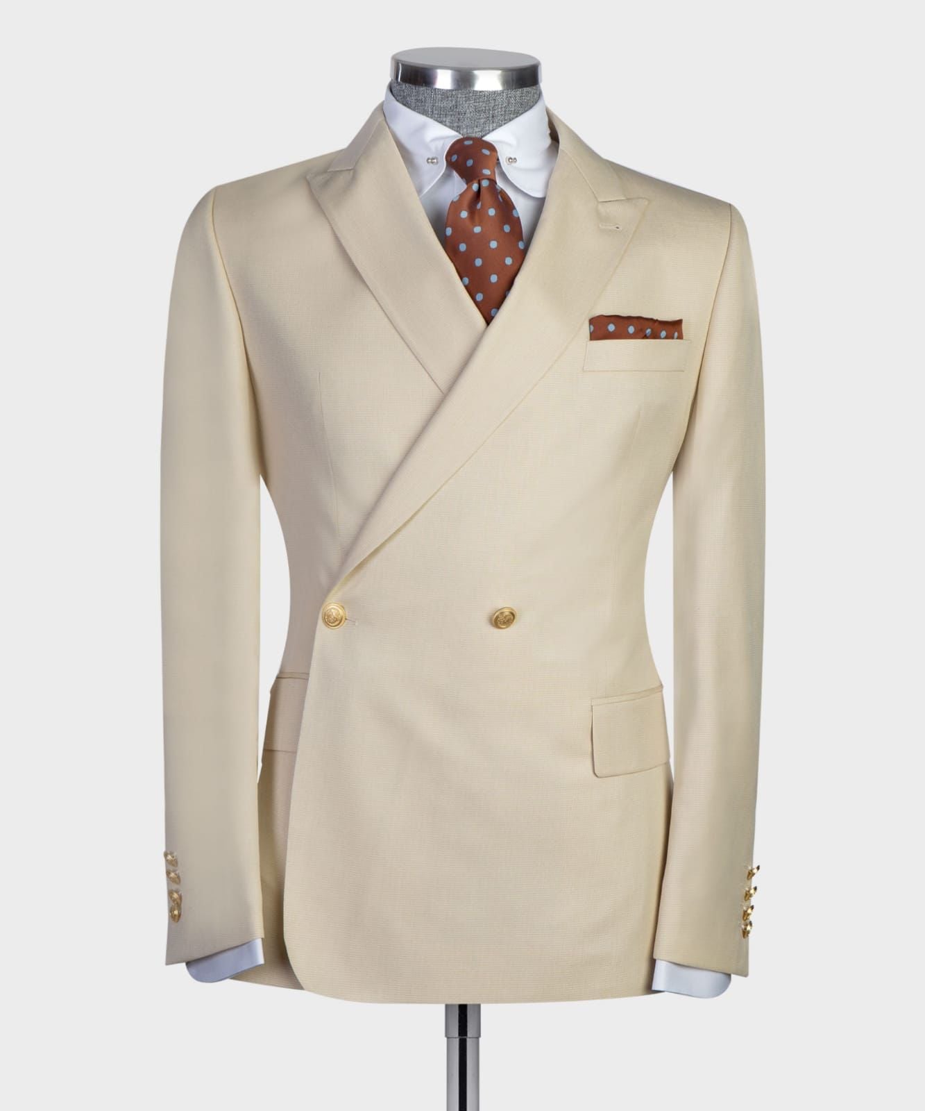 Champagne Double Breasted Bespoke Men Suit 4