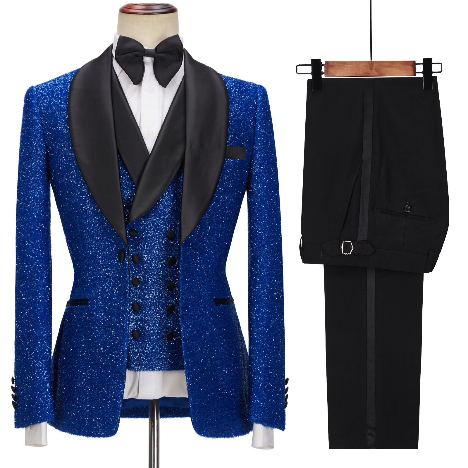 Royal Blue Sparkle Slim Fit Men Suit 5
